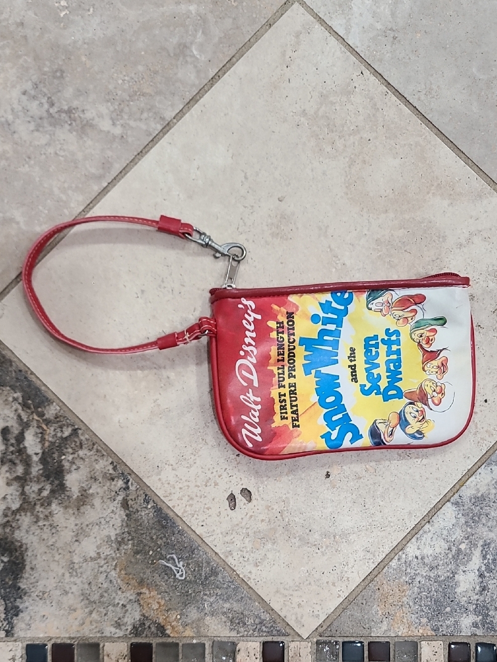 Disney Red Satin Zip Wristlet Pouch